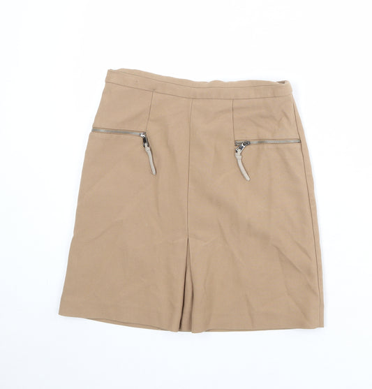 NEXT Womens Brown Polyester A-Line Skirt Size 6 Zip
