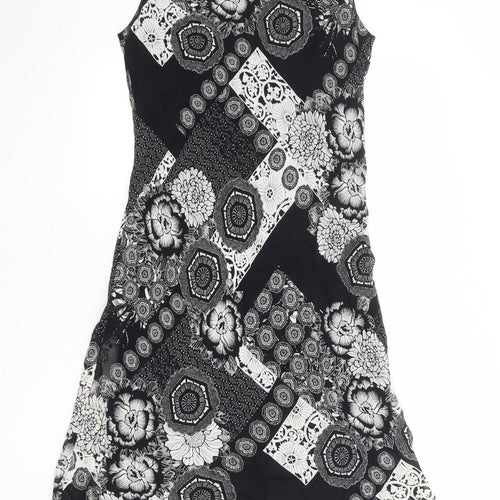 Steilmann Womens Black Geometric Polyester A-Line Size 14 V-Neck Pullover