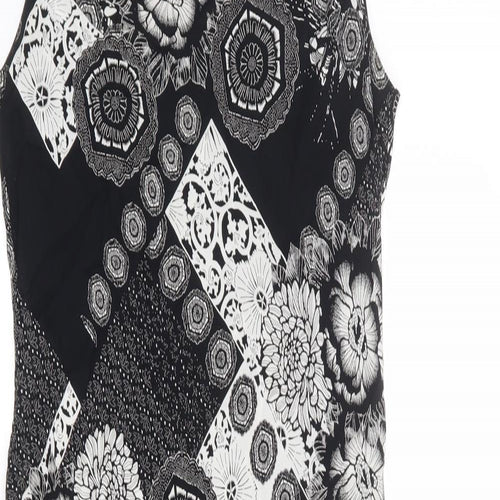 Steilmann Womens Black Geometric Polyester A-Line Size 14 V-Neck Pullover