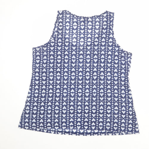 New Look Womens Blue Geometric Polyester Basic Tank Size 20 Scoop Neck - Heart Pattern