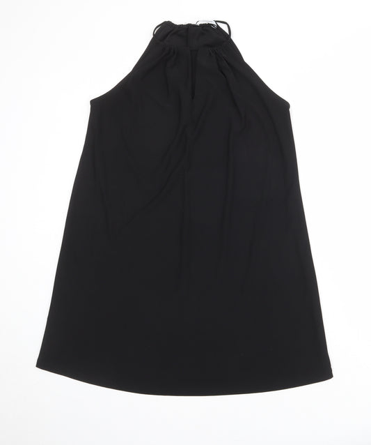 Mango Womens Black Polyester A-Line Size S Round Neck Tie