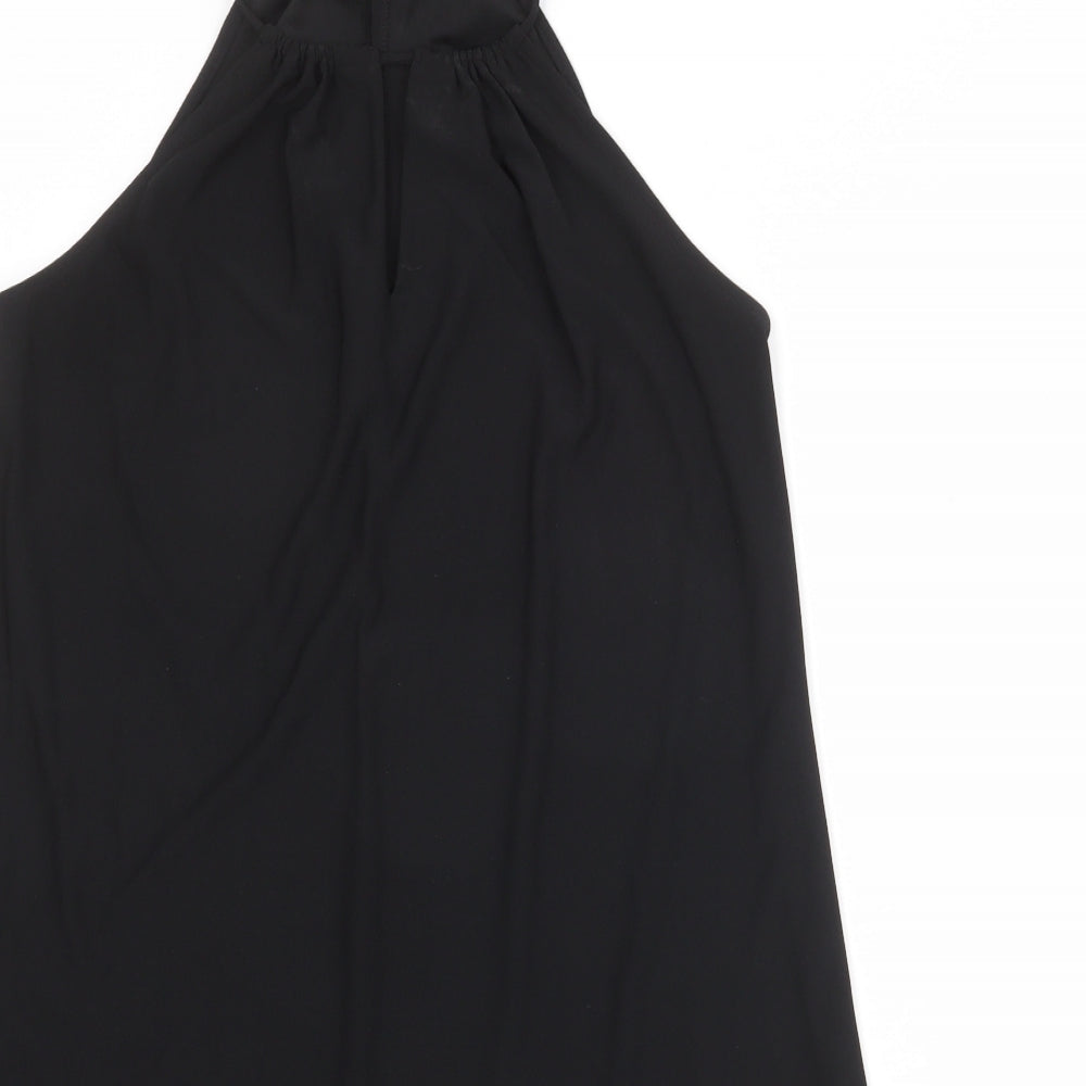 Mango Womens Black Polyester A-Line Size S Round Neck Tie