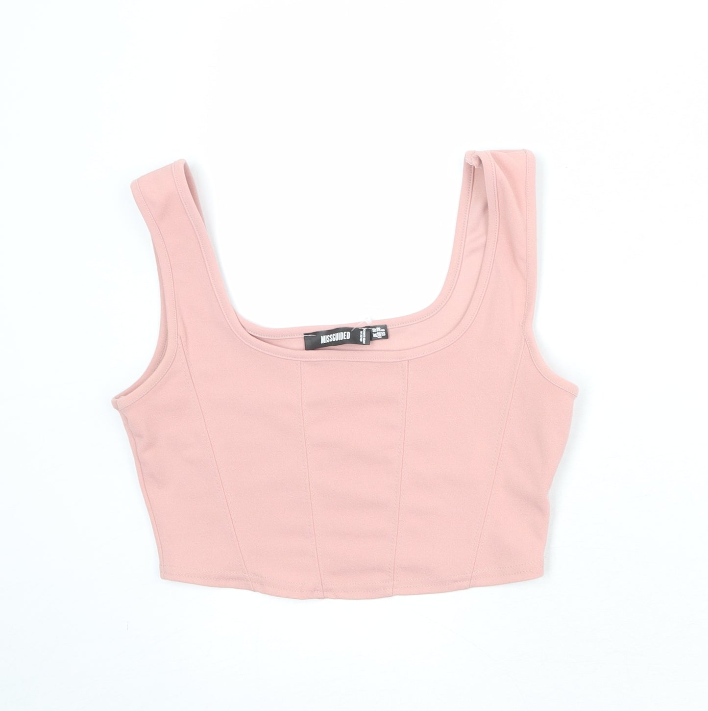 Missguided Womens Pink Polyester Cropped Tank Size 10 Scoop Neck