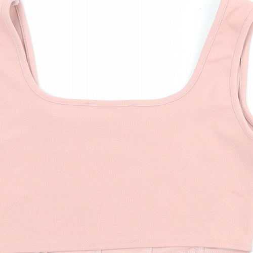 Missguided Womens Pink Polyester Cropped Tank Size 10 Scoop Neck
