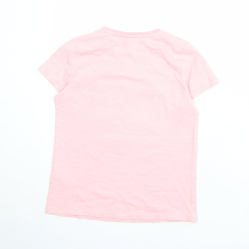 Disney Girls Pink 100% Cotton Basic T-Shirt Size 10-11 Years Round Neck Pullover - Disney Princess