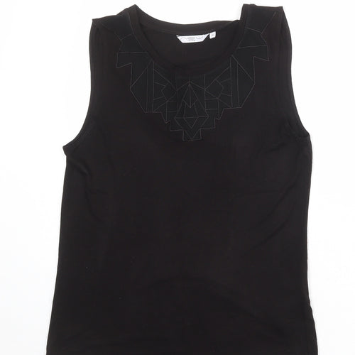 New Look Womens Black Polyester Basic Tank Size 14 Boat Neck