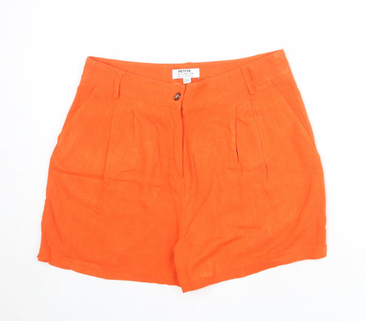Dorothy Perkins Womens Orange Viscose Mom Shorts Size 16 Regular Zip