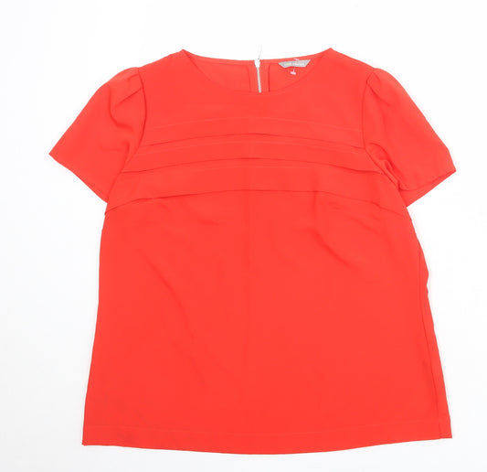 Marks and Spencer Womens Red Polyester Basic Blouse Size 16 Boat Neck