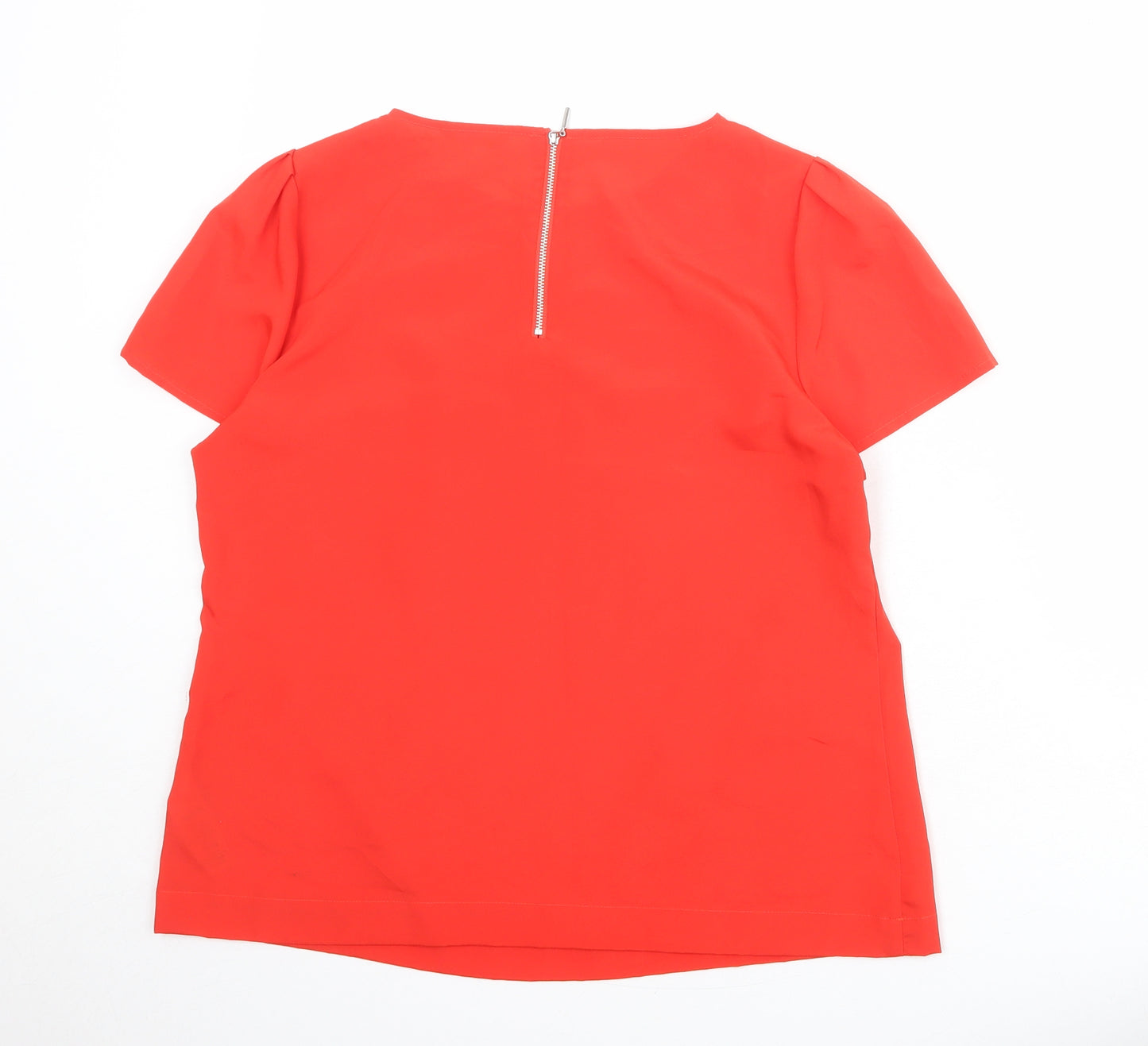 Marks and Spencer Womens Red Polyester Basic Blouse Size 16 Boat Neck