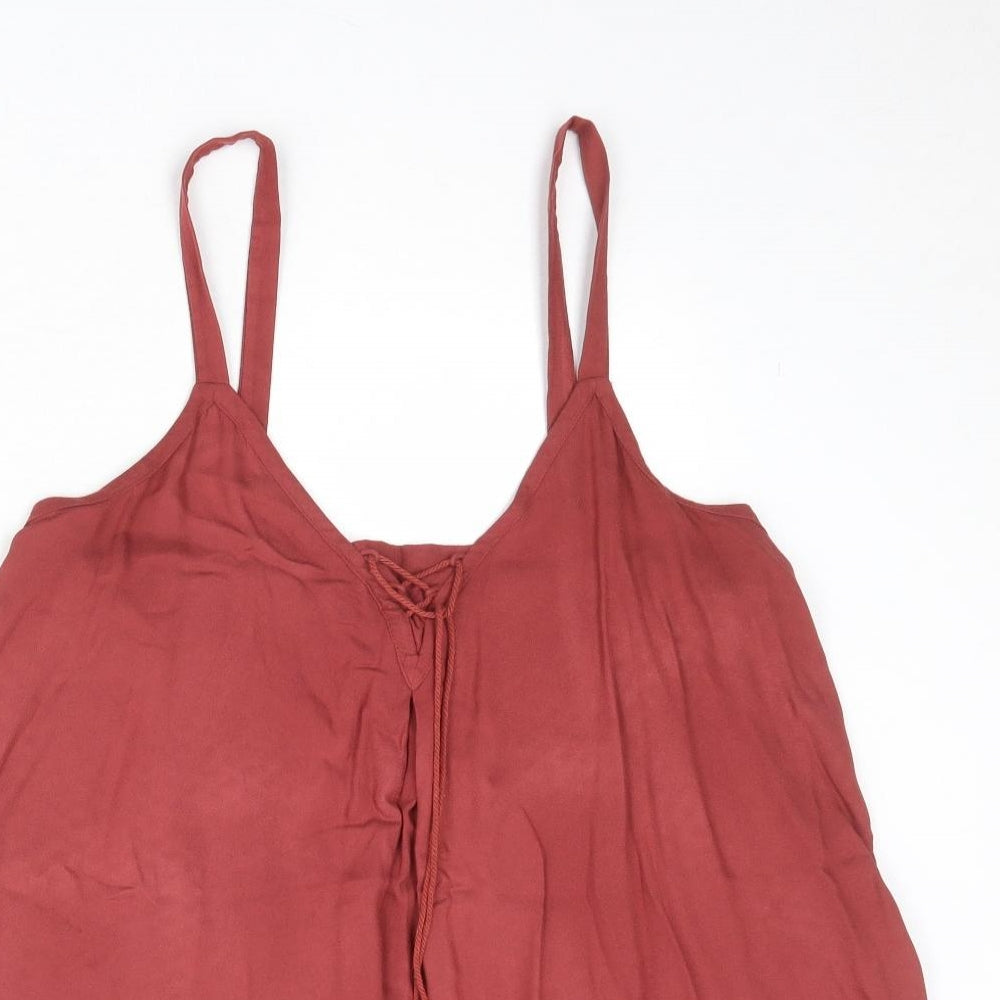 Warehouse Womens Red Viscose Camisole Tank Size 14 V-Neck