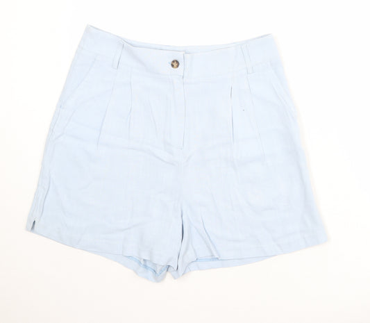 Dorothy Perkins Womens Blue Viscose Chino Shorts Size 16 Regular Zip