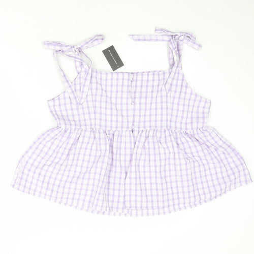 Dorothy Perkins Womens Purple Plaid Polyester Camisole Tank Size 18 Square Neck - Tie Strap Detail