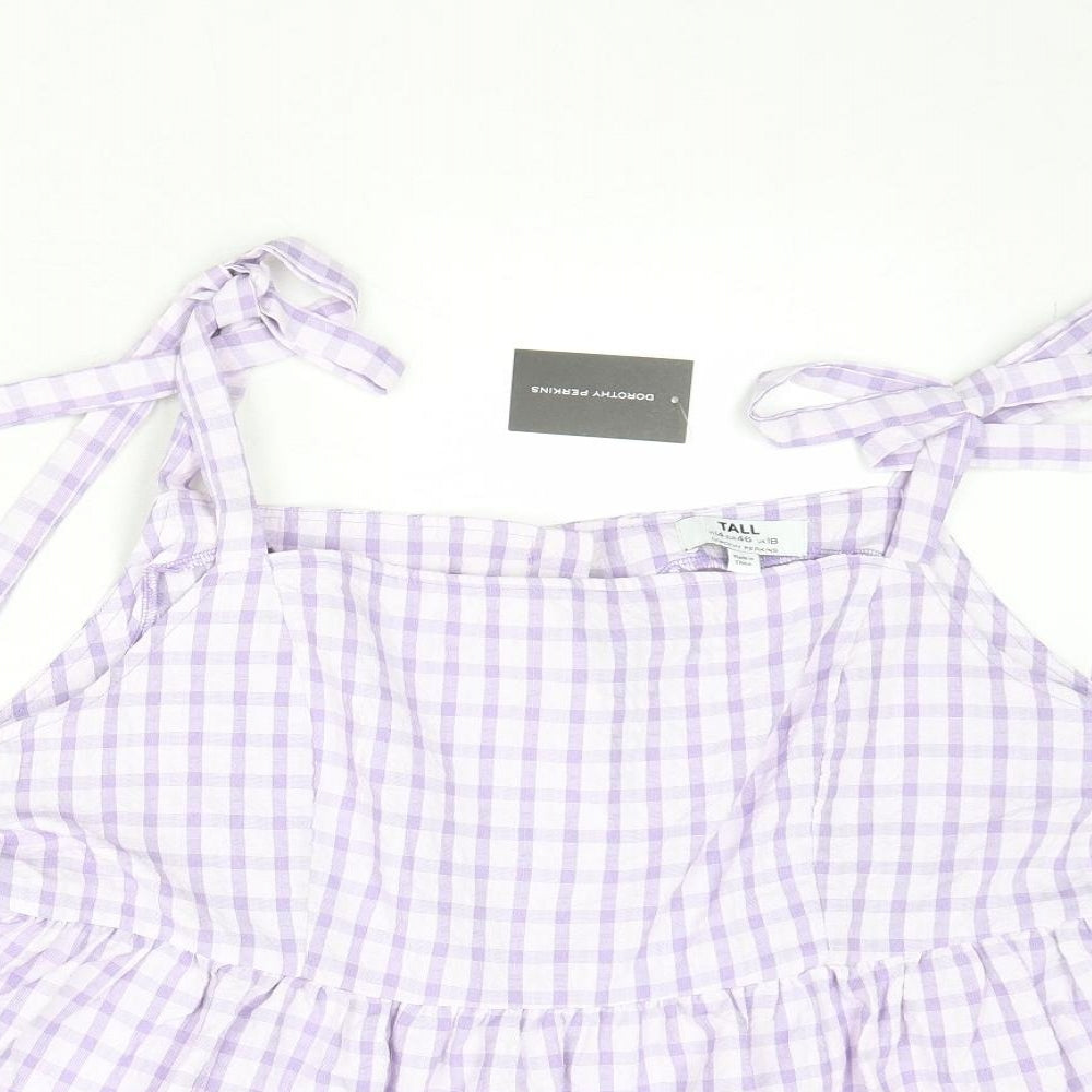 Dorothy Perkins Womens Purple Plaid Polyester Camisole Tank Size 18 Square Neck - Tie Strap Detail