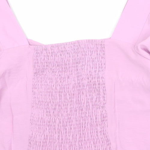 Dorothy Perkins Womens Purple Modal Basic Blouse Size 12 Sweetheart - Shirred Back