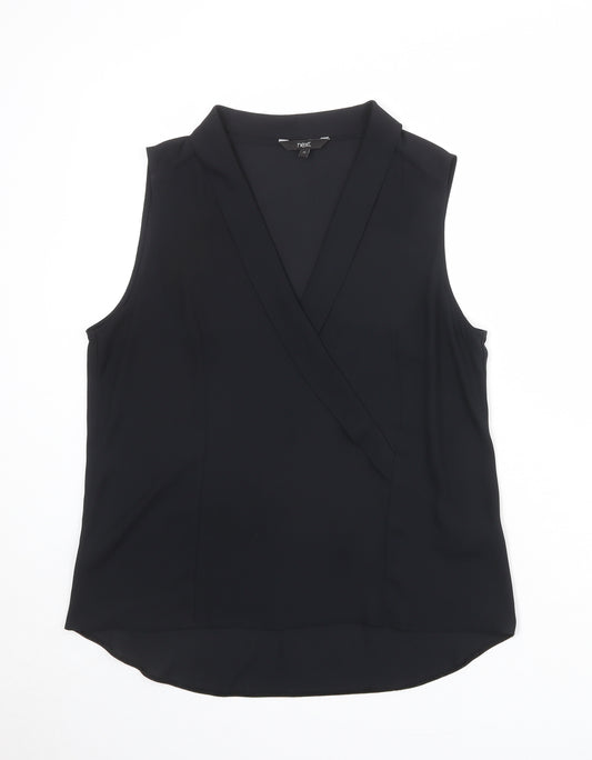 NEXT Womens Black Polyester Basic Blouse Size 14 V-Neck
