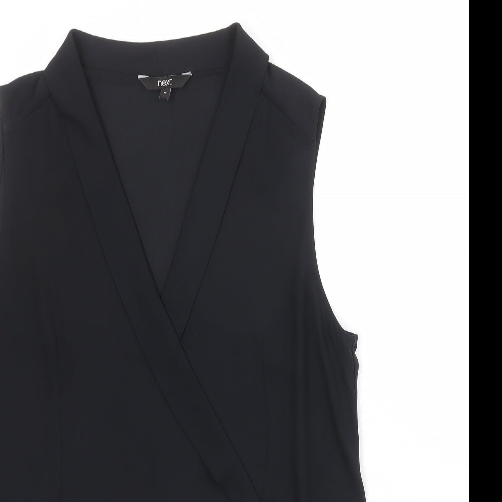 NEXT Womens Black Polyester Basic Blouse Size 14 V-Neck