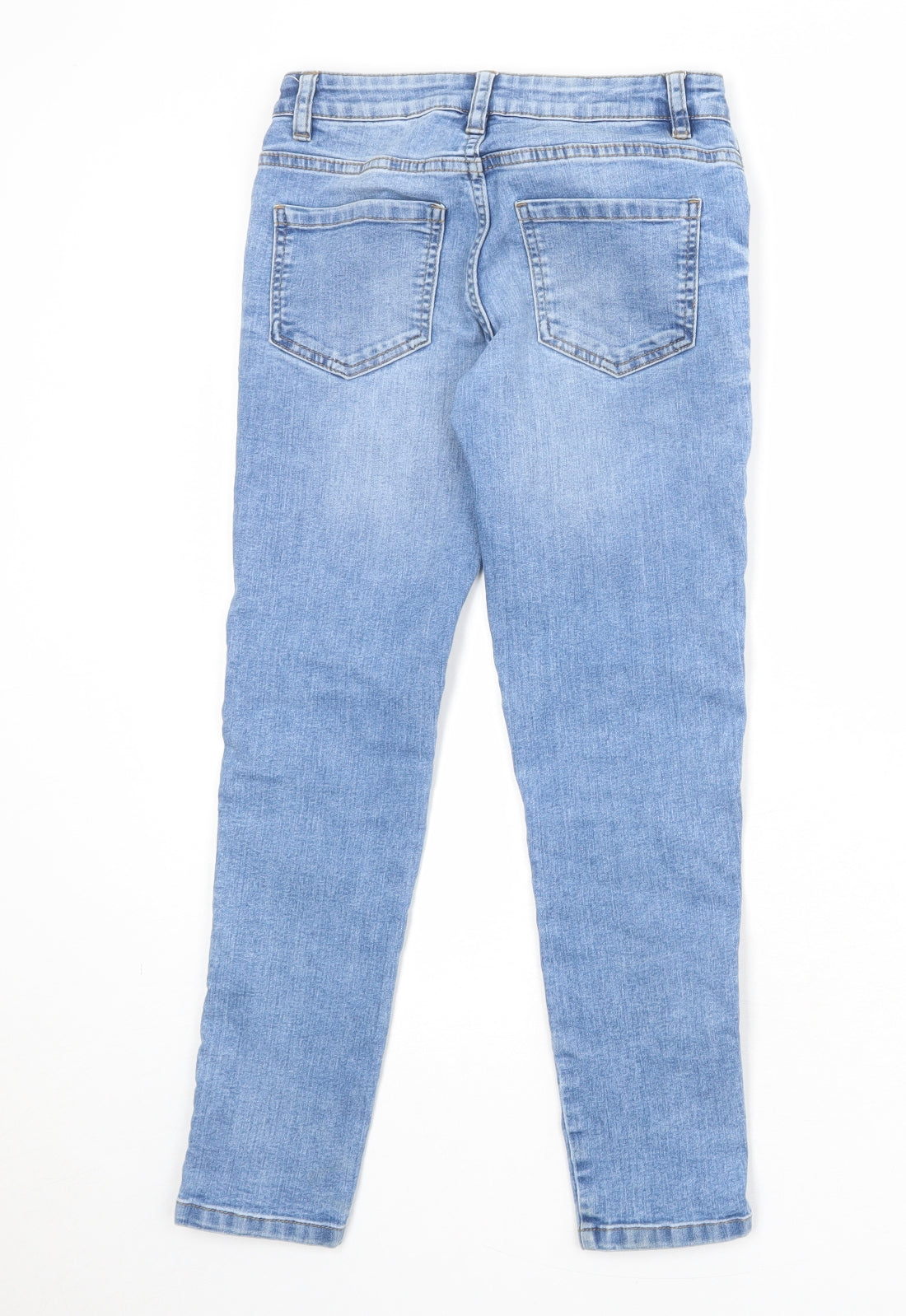 Marks and Spencer Girls Blue Cotton Skinny Jeans Size 10-11 Years Regular Zip