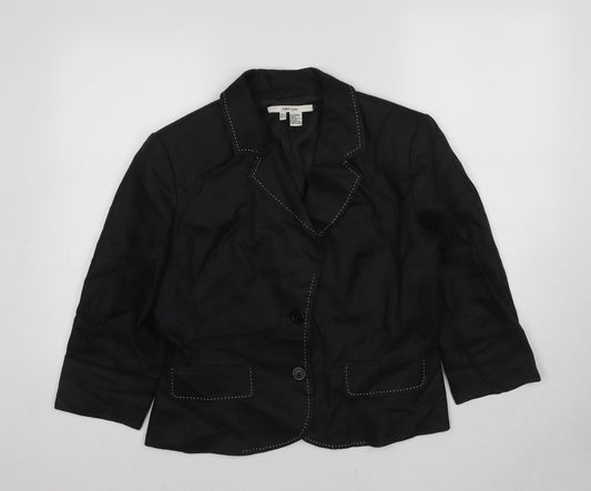 Zara Womens Black Jacket Blazer Size 16 Button - Contrast Stitching