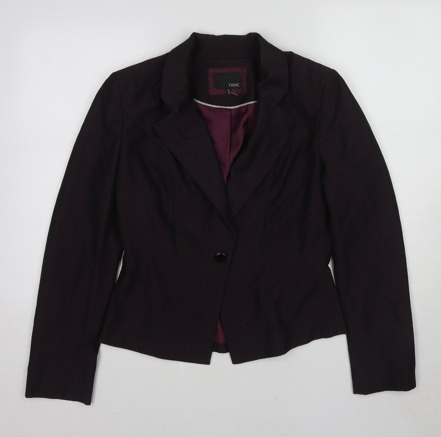 NEXT Womens Purple Polyester Jacket Suit Jacket Size 10 Button