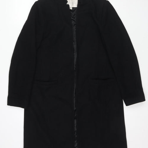 Warehouse Womens Black Overcoat Coat Size 14 Button