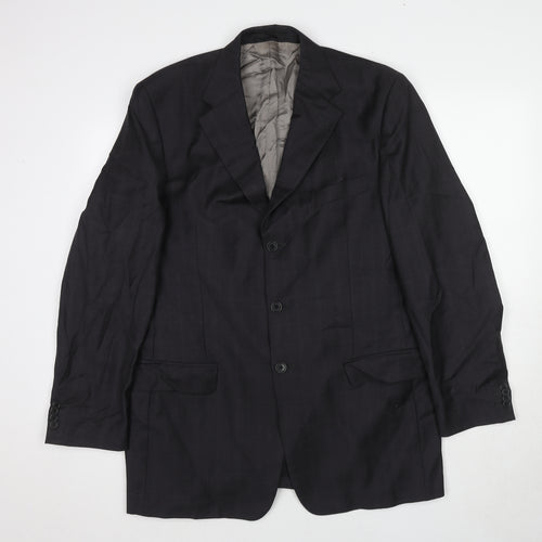 Marks and Spencer Mens Grey Plaid Wool Jacket Suit Jacket Size 42 Regular