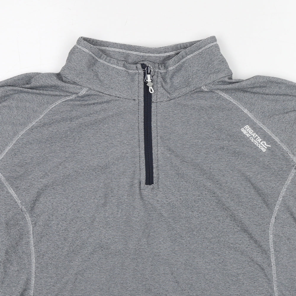 Regatta Womens Grey Polyester Pullover Sweatshirt Size 16 Zip - 1/4 Zip Logo