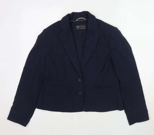 Marks and Spencer Womens Blue Polyester Jacket Blazer Size 12