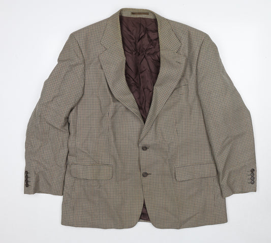 Mr Harry Mens Beige Geometric Polyester Jacket Blazer Size 46 Regular