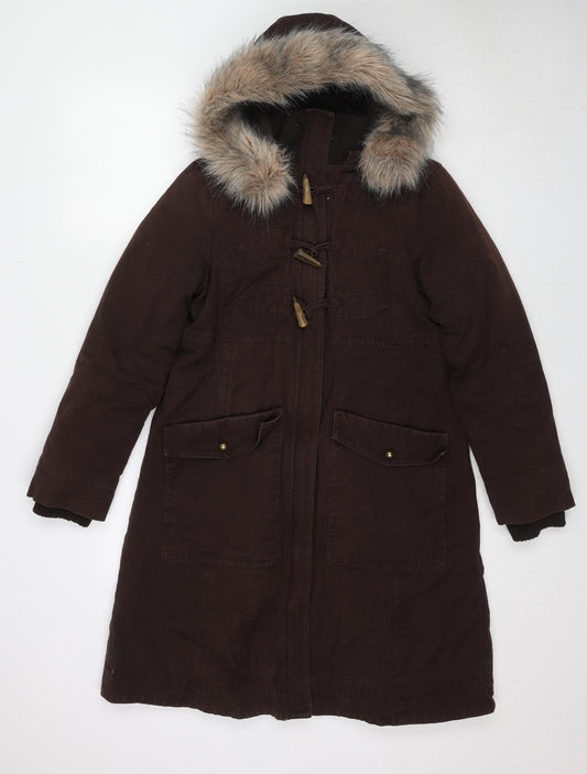 Col Claudine Womens Brown Overcoat Coat Size 12 Zip