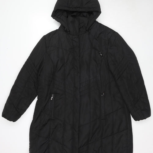 David Barry Womens Black Quilted Coat Size 22 Zip