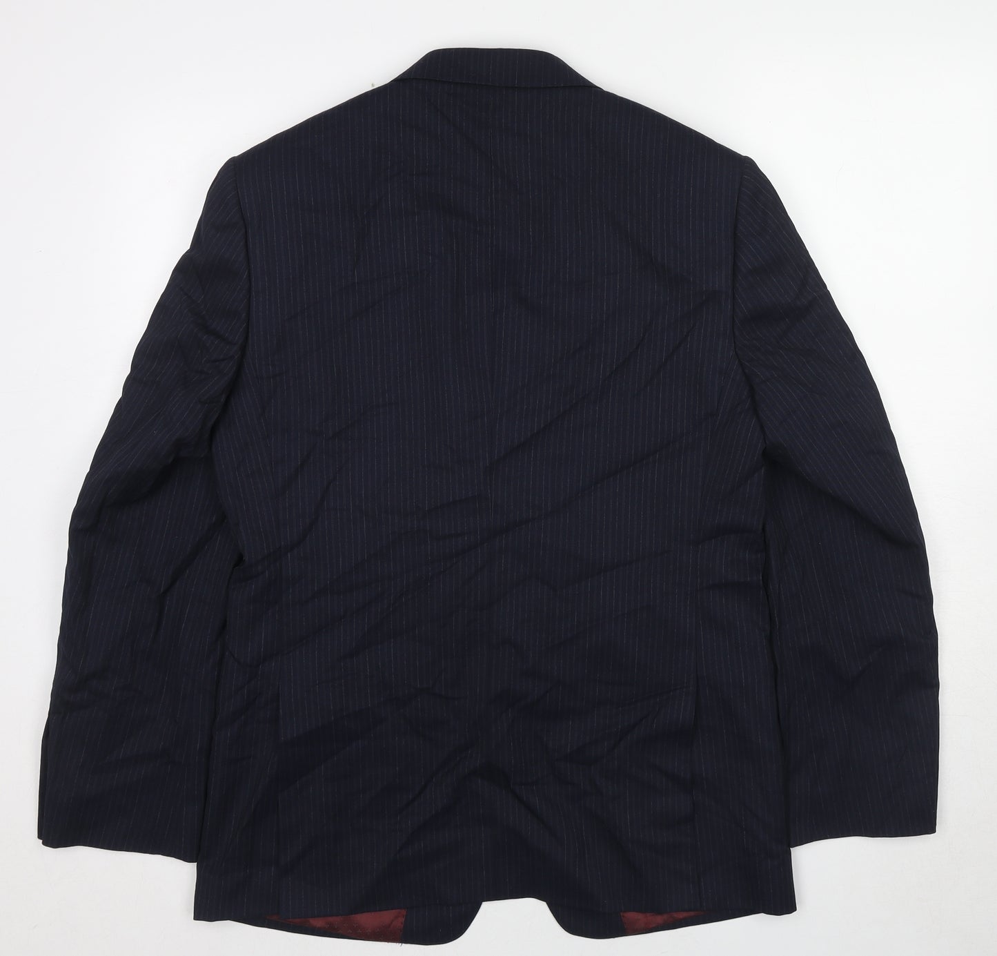 Marks and Spencer Mens Blue Striped Wool Jacket Suit Jacket Size 38 Regular