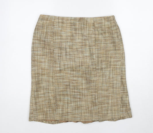 Oasis Womens Beige Polyester A-Line Skirt Size 12 Zip