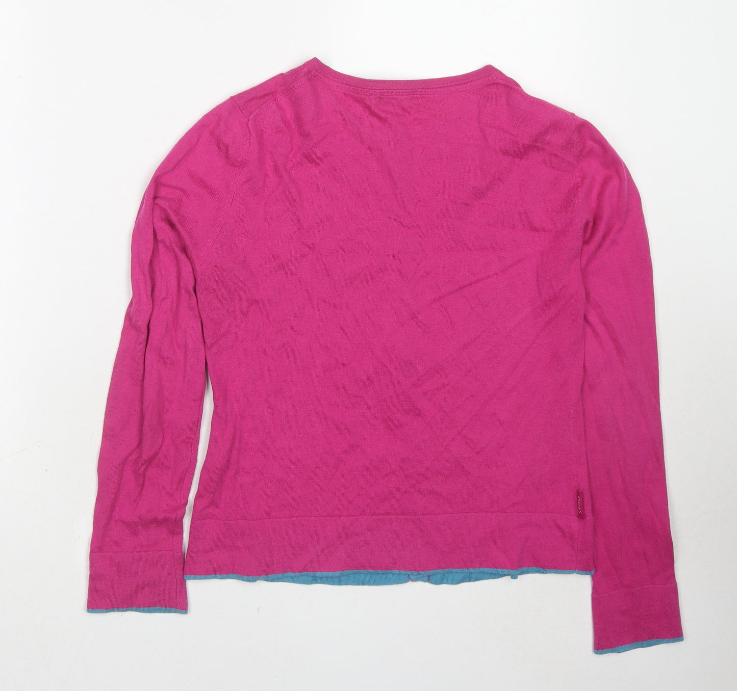 Ness Womens Pink Round Neck Cotton Cardigan Jumper Size M