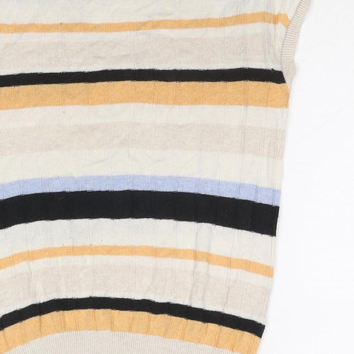 Marks and Spencer Womens Multicoloured Striped Viscose Basic Blouse Size S V-Neck