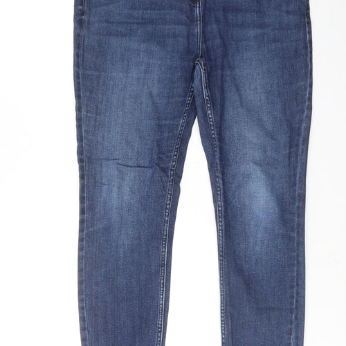 NEXT Womens Blue Cotton Skinny Jeans Size 16 Regular Zip - Mid rise
