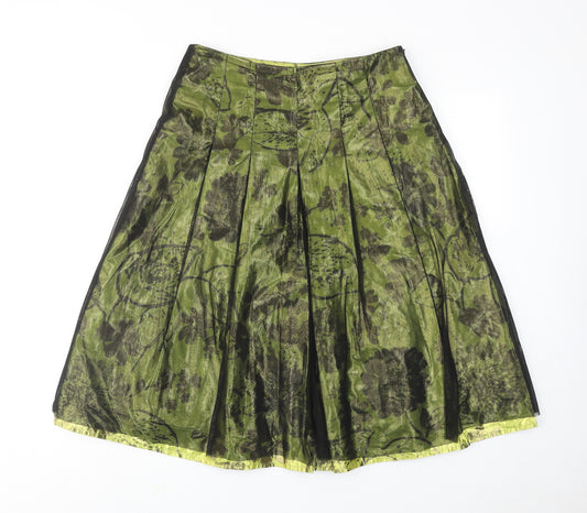 Kaliko Womens Green Geometric Silk Tulip Skirt Size 12 Zip