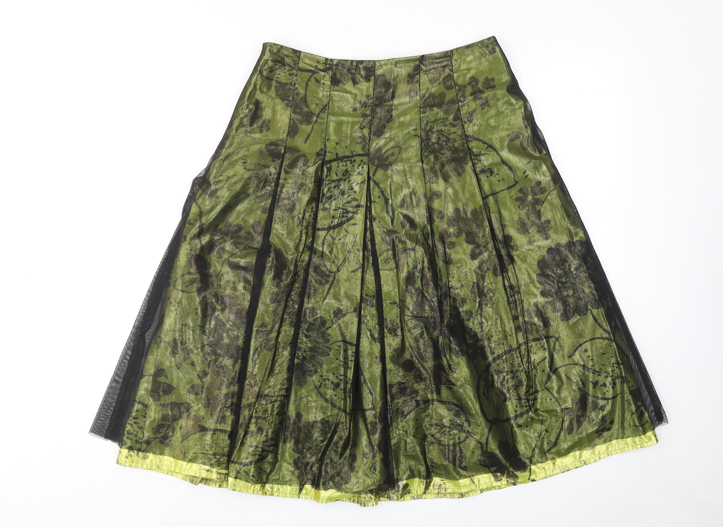 Kaliko Womens Green Geometric Silk Tulip Skirt Size 12 Zip
