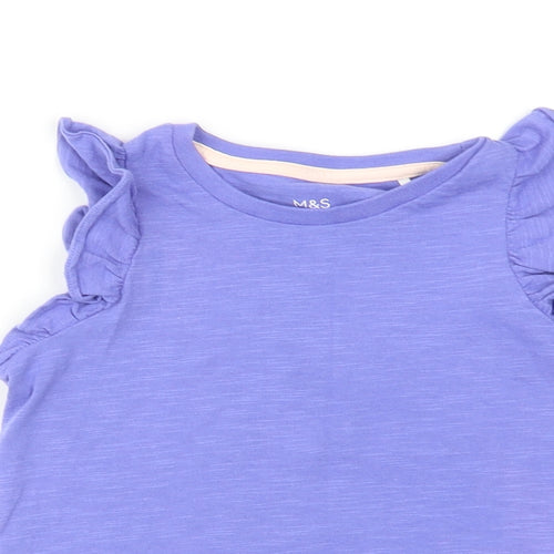 Marks and Spencer Girls Purple Cotton Basic Tank Size 3-4 Years Round Neck Pullover