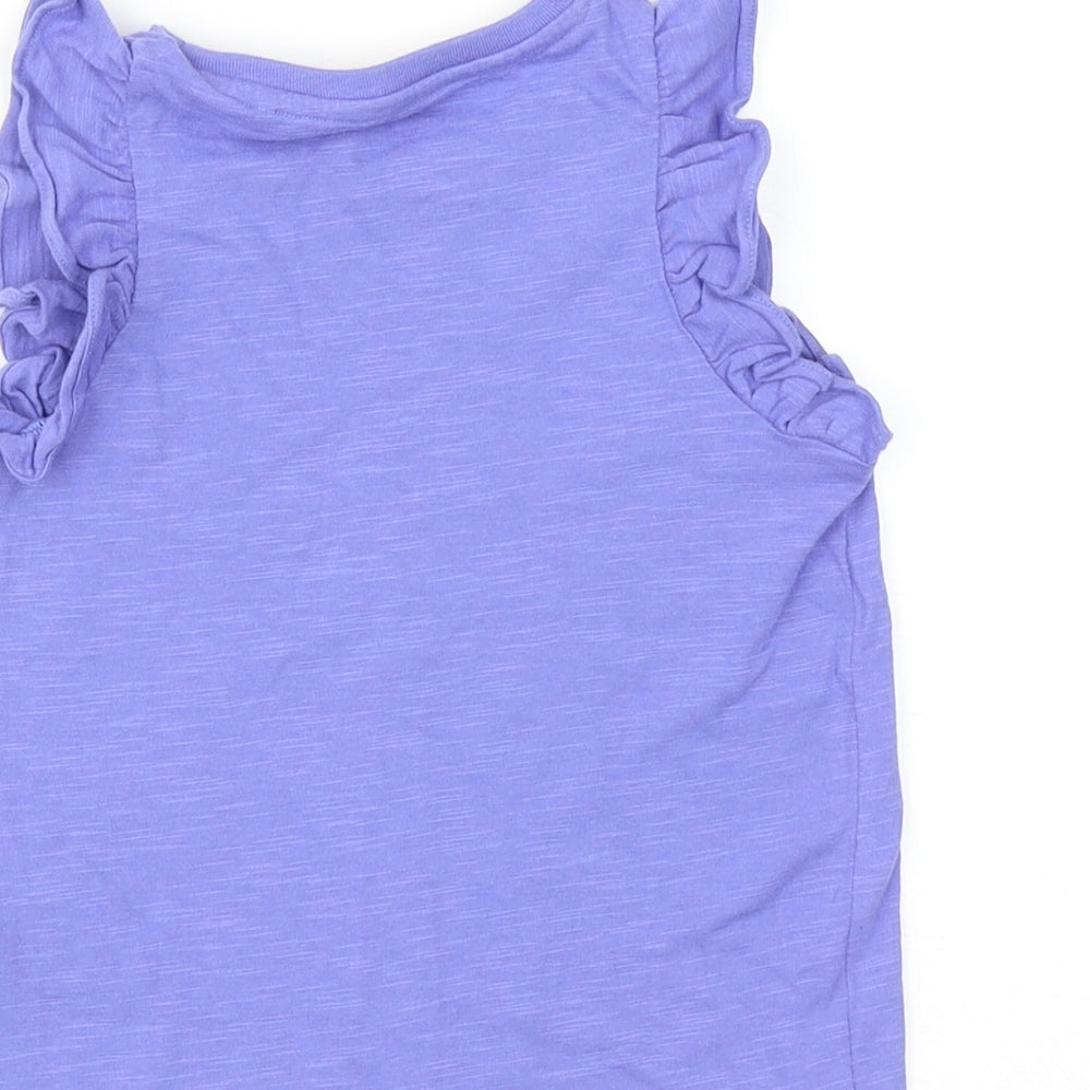 Marks and Spencer Girls Purple Cotton Basic Tank Size 3-4 Years Round Neck Pullover