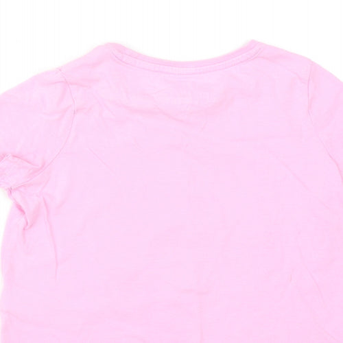 Marks and Spencer Girls Pink Cotton Basic T-Shirt Size 3-4 Years Round Neck Pullover - Ice Cream