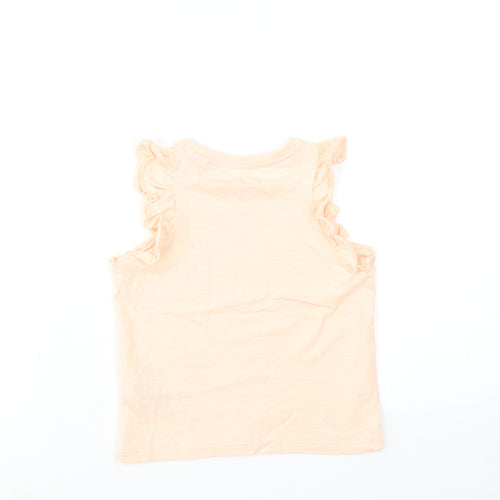 Marks and Spencer Girls Pink Cotton Basic Tank Size 3-4 Years Round Neck Pullover