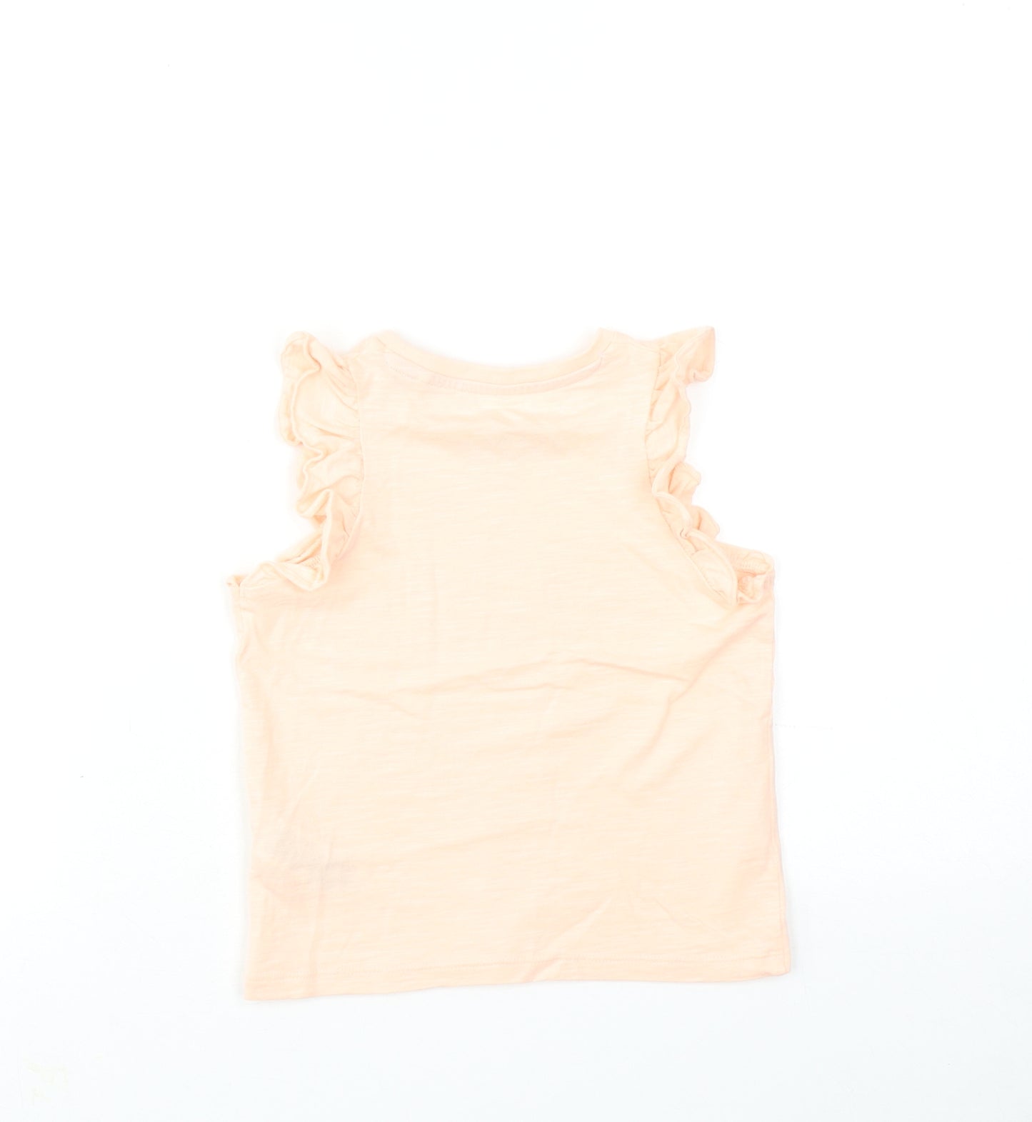 Marks and Spencer Girls Pink Cotton Basic Tank Size 3-4 Years Round Neck Pullover