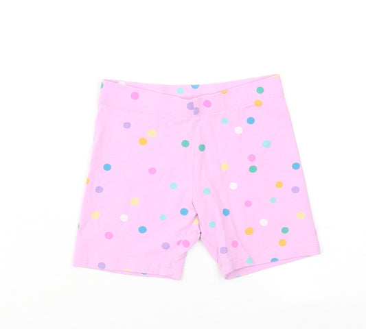 Marks and Spencer Girls Pink Polka Dot Cotton Sweat Shorts Size 4-5 Years Regular