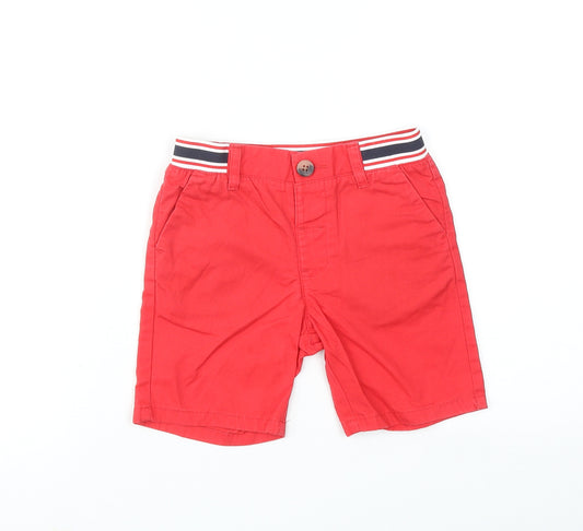 NEXT Boys Red Cotton Chino Shorts Size 3-4 Years Regular Buckle
