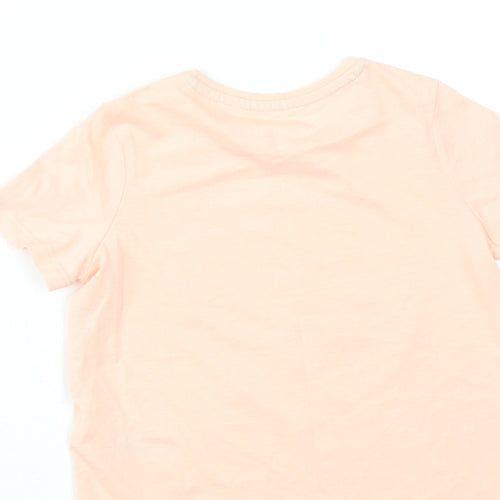 Marks and Spencer Girls Pink Cotton Basic T-Shirt Size 3-4 Years Round Neck Pullover - Rock Pool Super Stars