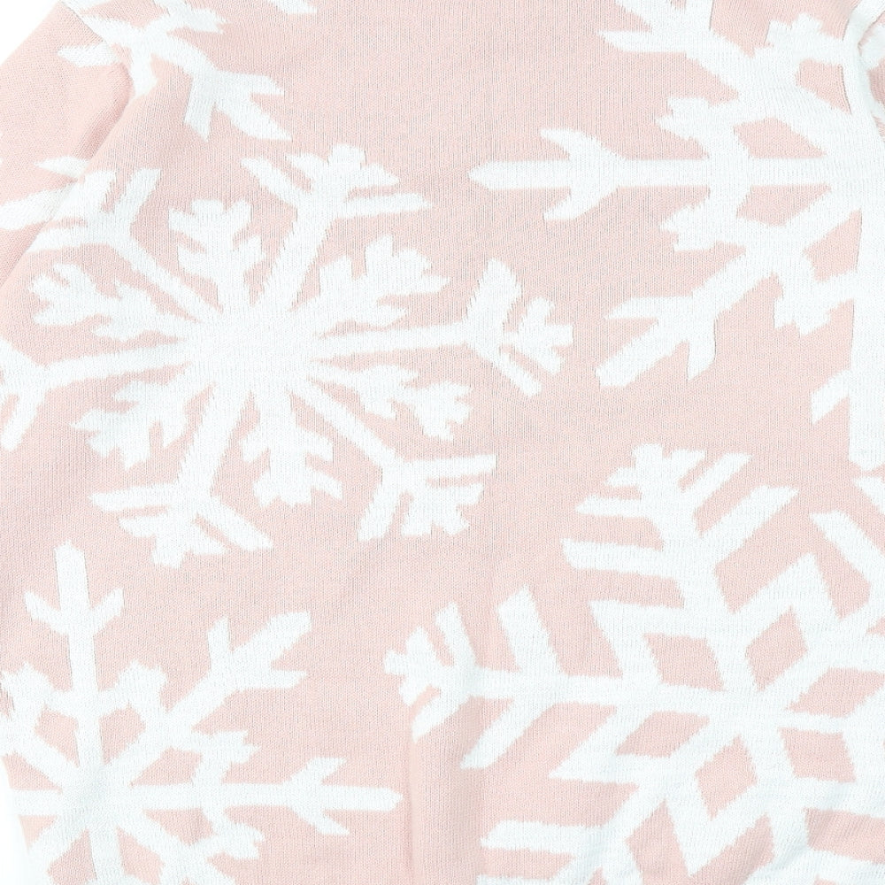 NEXT Womens Pink Round Neck Geometric Cotton Pullover Jumper Size 20 - Snowflake