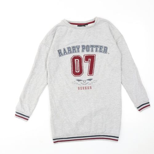 Harry Potter Girls Grey Cotton Jumper Dress Size 13-14 Years Boat Neck Pullover - Harry Potter