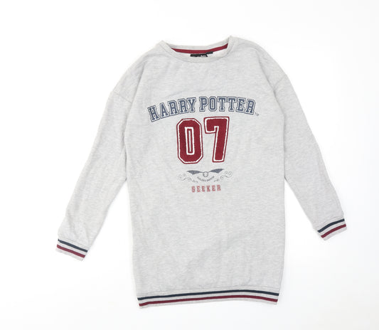 Harry Potter Girls Grey Cotton Jumper Dress Size 13-14 Years Boat Neck Pullover - Harry Potter