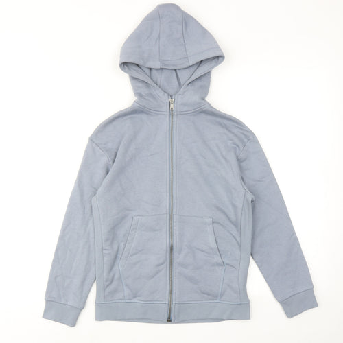 Marks and Spencer Boys Blue Cotton Pullover Hoodie Size 10-11 Years Zip
