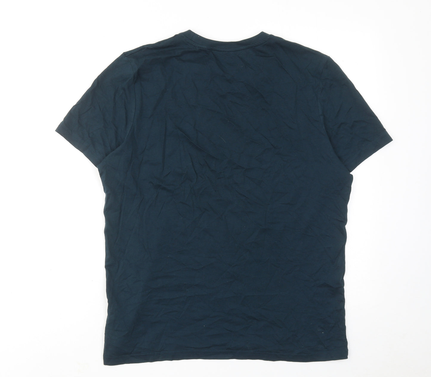 Marks and Spencer Mens Blue Cotton T-Shirt Size M Round Neck